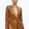 Alice and Olivia MACEY FITTED VEGAN LEATHER BLAZER CAMEL*FEATURED SHOPS | CLOTHING