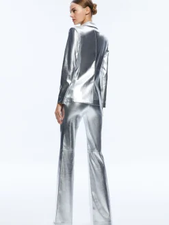 Alice and Olivia MACEY METALLIC VEGAN LEATHER BLAZER + LIVI METALLIC VEGAN LEATHER PANT *CLOTHING