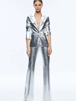 Alice and Olivia MACEY METALLIC VEGAN LEATHER BLAZER SILVER*FEATURED SHOPS | CLOTHING