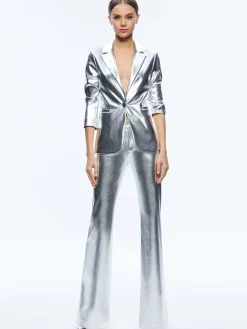 Alice and Olivia MACEY METALLIC VEGAN LEATHER BLAZER + LIVI METALLIC VEGAN LEATHER PANT *CLOTHING