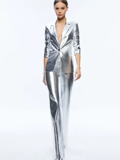 Alice and Olivia MACEY METALLIC VEGAN LEATHER BLAZER + LIVI METALLIC VEGAN LEATHER PANT *CLOTHING