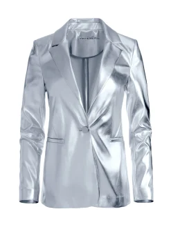 Alice and Olivia MACEY METALLIC VEGAN LEATHER BLAZER + LIVI METALLIC VEGAN LEATHER PANT *CLOTHING