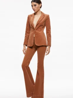 Alice and Olivia MACEY NOTCH COLLAR FITTED BLAZER CAMEL*CLOTHING