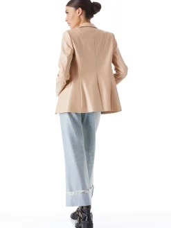 Alice and Olivia MACEY VEGAN LEATHER SHAWL COLLAR BLAZER ALMOND*FEATURED SHOPS | FEATURED SHOPS | CLOTHING | CLOTHING