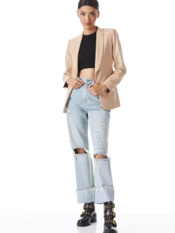 Alice and Olivia MACEY VEGAN LEATHER SHAWL COLLAR BLAZER ALMOND*FEATURED SHOPS | FEATURED SHOPS | CLOTHING | CLOTHING