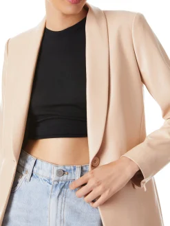 Alice and Olivia MACEY VEGAN LEATHER SHAWL COLLAR BLAZER ALMOND*FEATURED SHOPS | FEATURED SHOPS | CLOTHING | CLOTHING