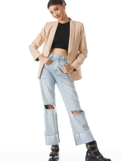Alice and Olivia MACEY VEGAN LEATHER SHAWL COLLAR BLAZER ALMOND*FEATURED SHOPS | FEATURED SHOPS | CLOTHING | CLOTHING