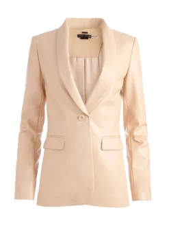 Alice and Olivia MACEY VEGAN LEATHER SHAWL COLLAR BLAZER ALMOND*FEATURED SHOPS | FEATURED SHOPS | CLOTHING | CLOTHING