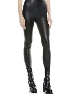 Alice and Olivia MADDOX SIDE ZIP LEATHER LEGGING BLACK*CLOTHING