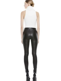 Alice and Olivia MADDOX SIDE ZIP LEATHER LEGGING BLACK*CLOTHING