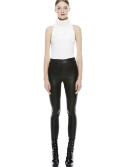 Alice and Olivia MADDOX SIDE ZIP LEATHER LEGGING BLACK*CLOTHING