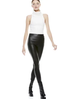 Alice and Olivia MADDOX SIDE ZIP LEATHER LEGGING BLACK*CLOTHING