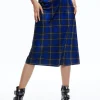 Alice and Olivia MAEVE MIDI SLIP SKIRT SCHOOLGIRL PLAID SAPPHIRE*CLOTHING