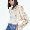 Alice and Olivia MAIRA CROPPED JACKET WITH CHAIN TRIM SOFT WHITE/PALE GOLD*CLOTHING