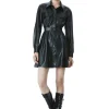Alice and Olivia MALINA VEGAN LEATHER SHIRT DRESS BLACK*FEATURED SHOPS | FEATURED SHOPS | DRESSES | CLOTHING