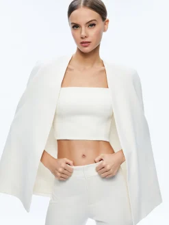 Alice and Olivia MARICA SQUARE NECK CAPE TOP ECRU*CLOTHING