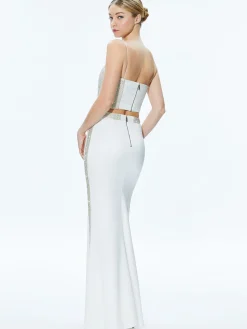 Alice and Olivia MARILYNN EMBELLISHED MAXI SKIRT OFF WHITE*CLOTHING