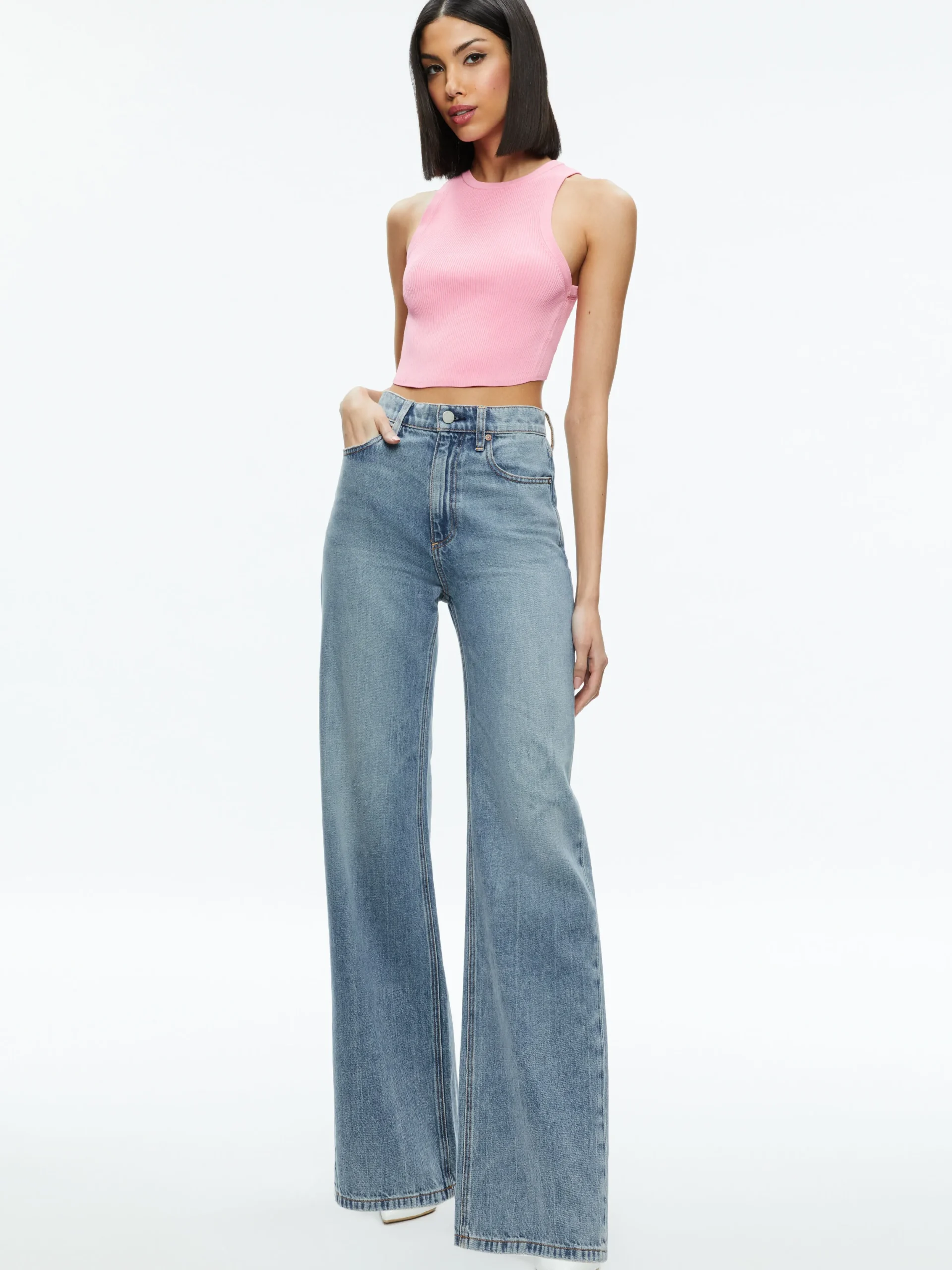 Alice and Olivia MARIN CURVED HEM TANK CHERRY BLOSSOM*FEATURED SHOPS | CLOTHING