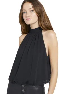 Alice and Olivia MARIS HALTER NECK GATHERED TOP *CLOTHING