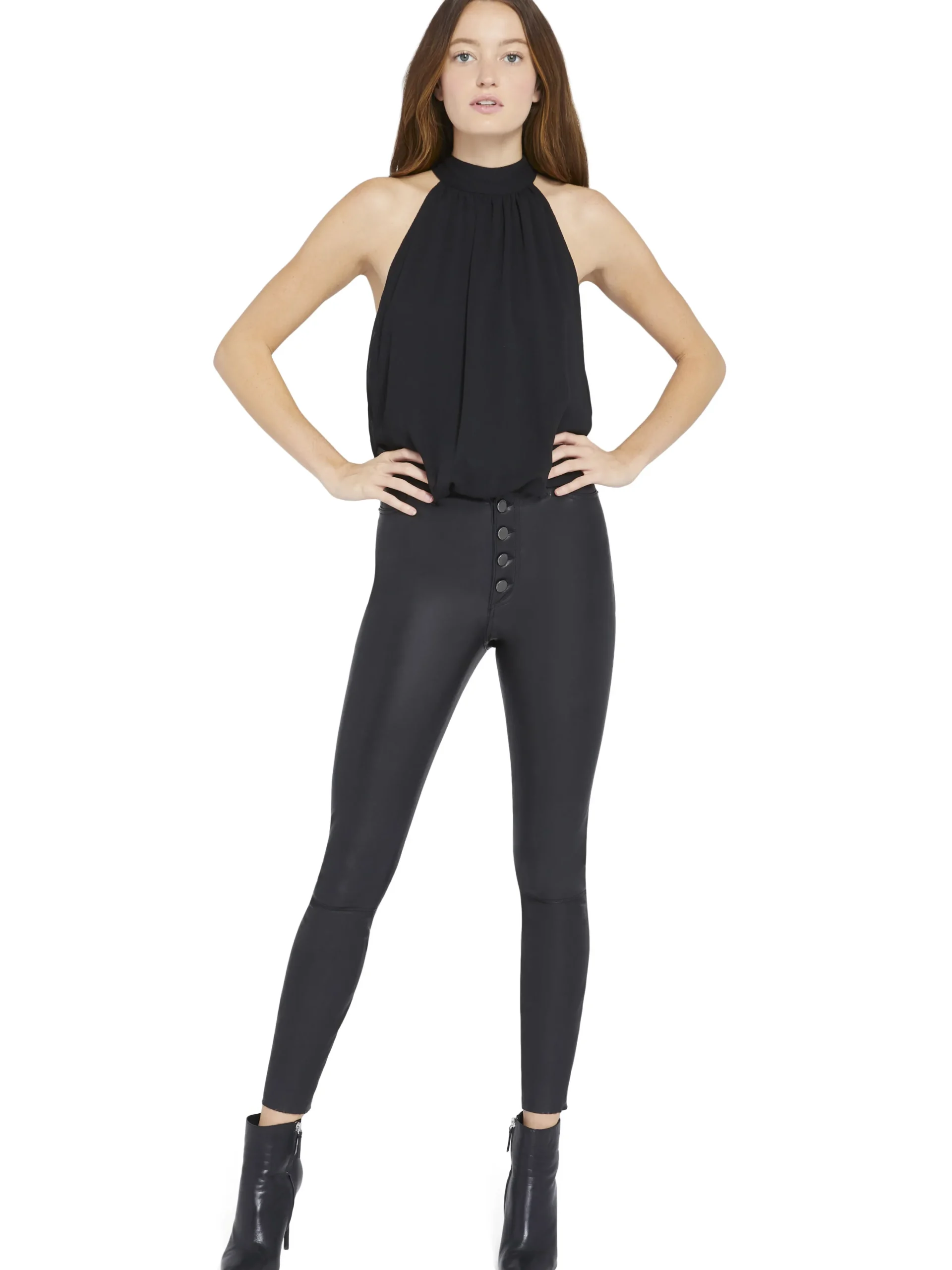 Alice and Olivia MARIS HALTER NECK GATHERED TOP *CLOTHING