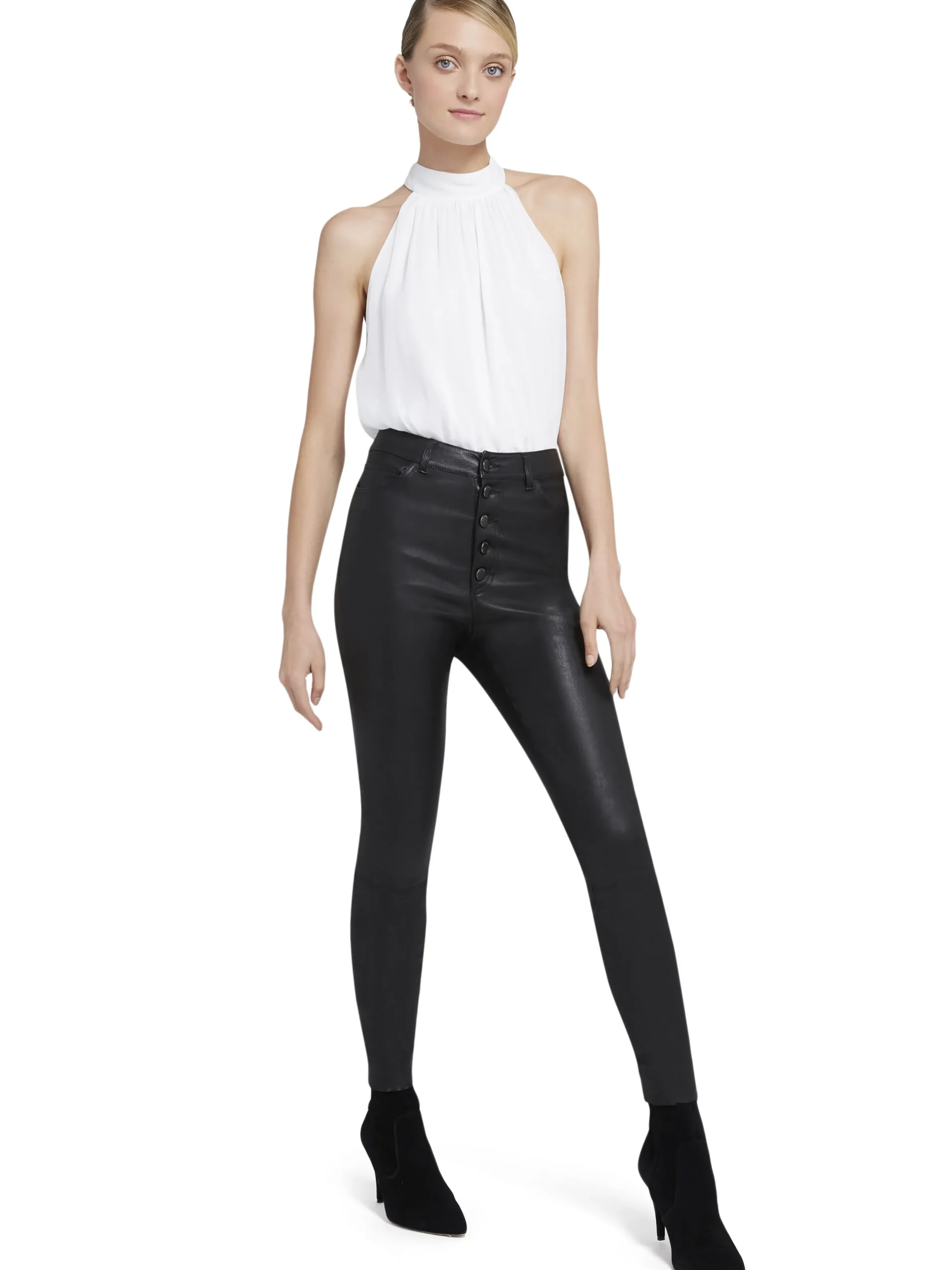 Alice and Olivia MARIS HALTER NECK GATHERED TOP *CLOTHING