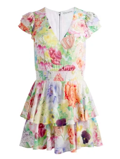 Alice and Olivia MARISKA RUFFLE SKORT ROMPER DAWN FLORAL*CLOTHING