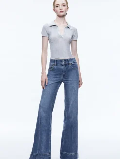 Alice and Olivia MARTHA METALLIC POLO CROP TOP *CLOTHING