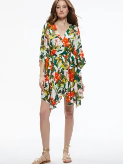 Alice and Olivia MARVA BELTED MINI DRESS TROPICAL SUNRISE OFF WHITE*DRESSES | CLOTHING