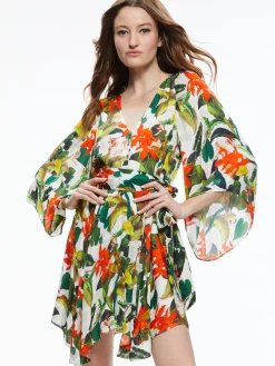 Alice and Olivia MARVA BELTED MINI DRESS TROPICAL SUNRISE OFF WHITE*DRESSES | CLOTHING