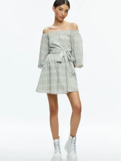 Alice and Olivia MARY OFF SHOULDER MINI DRESS REPUBLIC GEO*DRESSES | CLOTHING
