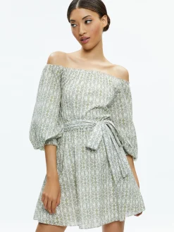 Alice and Olivia MARY OFF SHOULDER MINI DRESS REPUBLIC GEO*DRESSES | CLOTHING