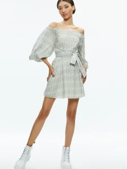 Alice and Olivia MARY OFF SHOULDER MINI DRESS REPUBLIC GEO*DRESSES | CLOTHING