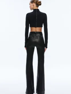 Alice and Olivia MELANGE RHINESTONE CROPPED TURTLENECK BLACK*CLOTHING