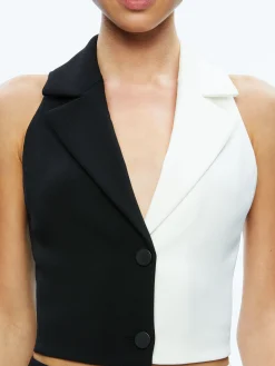 Alice and Olivia MERI COLOR BLOCK BLAZER TOP BLACK/OFF WHITE*FEATURED SHOPS | FEATURED SHOPS | CLOTHING