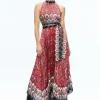 Alice and Olivia MERTIE MOCK NECK PLEATED MAXI DRESS ALLURE MEDALLION*DRESSES | DRESSES | CLOTHING