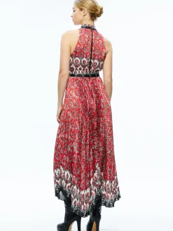 Alice and Olivia MERTIE MOCK NECK PLEATED MAXI DRESS ALLURE MEDALLION*DRESSES | DRESSES | CLOTHING