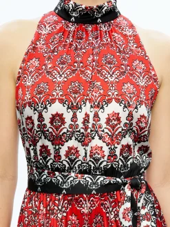 Alice and Olivia MERTIE MOCK NECK PLEATED MAXI DRESS ALLURE MEDALLION*DRESSES | DRESSES | CLOTHING