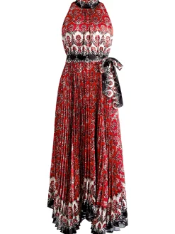 Alice and Olivia MERTIE MOCK NECK PLEATED MAXI DRESS ALLURE MEDALLION*DRESSES | DRESSES | CLOTHING
