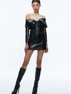 Alice and Olivia MIARA VEGAN LEATHER MOTO DRESS BLACK*FEATURED SHOPS | DRESSES | CLOTHING