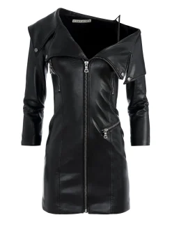 Alice and Olivia MIARA VEGAN LEATHER MOTO DRESS BLACK*FEATURED SHOPS | DRESSES | CLOTHING