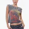 Alice and Olivia MICAH EMBELLLISHED CROPPED MUSCLE TANK GUNS N ROSES*CLOTHING