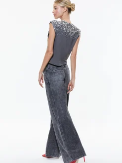 Alice and Olivia MICAH EMBELLLISHED CROPPED MUSCLE TANK GUNS N ROSES*CLOTHING