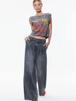 Alice and Olivia MICAH EMBELLLISHED CROPPED MUSCLE TANK GUNS N ROSES*CLOTHING