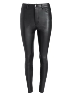 Alice and Olivia MIKAH SINGLE BUTTON LEATHER PANT BLACK*CLOTHING