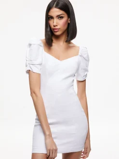 Alice and Olivia MIMI PUFF SLEEVE DENIM MINI DRESS VINTAGE SUGAR*FEATURED SHOPS | DRESSES | CLOTHING