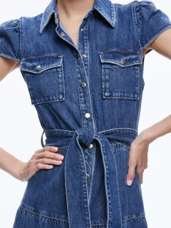 Alice and Olivia MIRANDA MAXI DENIM DRESS LOLA BLUE*DRESSES | CLOTHING