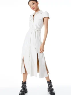 Alice and Olivia MIRANDA SHORT SLEEVE VEGAN LEATHER MIDI DRESS *FEATURED SHOPS | FEATURED SHOPS | DRESSES | CLOTHING