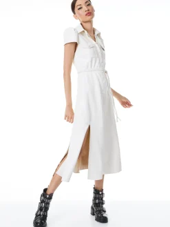 Alice and Olivia MIRANDA SHORT SLEEVE VEGAN LEATHER MIDI DRESS *FEATURED SHOPS | FEATURED SHOPS | DRESSES | CLOTHING