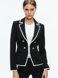 Alice and Olivia MYA CONTRAST PIPING FITTED BLAZER BLACK/OFF WHITE*FEATURED SHOPS | FEATURED SHOPS | FEATURED SHOPS | CLOTHING | CLOTHING