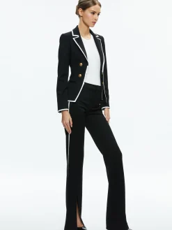Alice and Olivia MYA CONTRAST PIPING FITTED BLAZER BLACK/OFF WHITE*FEATURED SHOPS | FEATURED SHOPS | FEATURED SHOPS | CLOTHING | CLOTHING